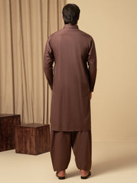 Brown Cotton Kameez Shalwar - ALWA-KS-543