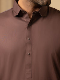 Brown Cotton Kameez Shalwar - ALWA-KS-543