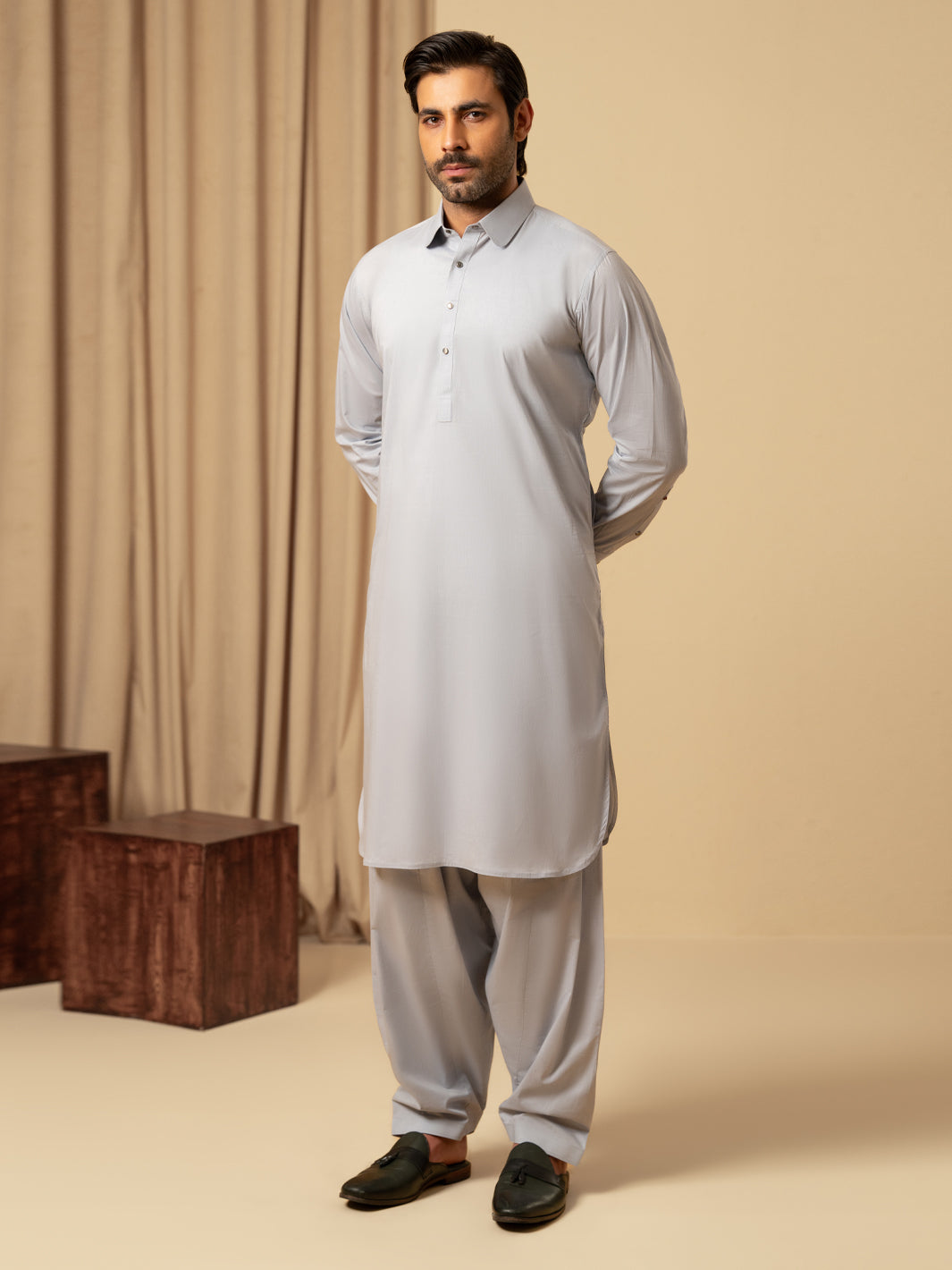Light Blue Cotton Kameez Shalwar - ALWA-KS-545