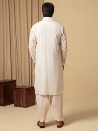 Off White Cotton Kameez Shalwar - ALWA-KS-581