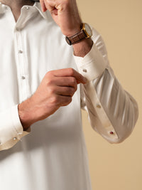 Off White Cotton Kameez Shalwar - ALWA-KS-581