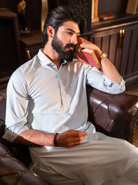 Sky Blue Cut & Sew Kameez Shalwar - ALWA-KS-615