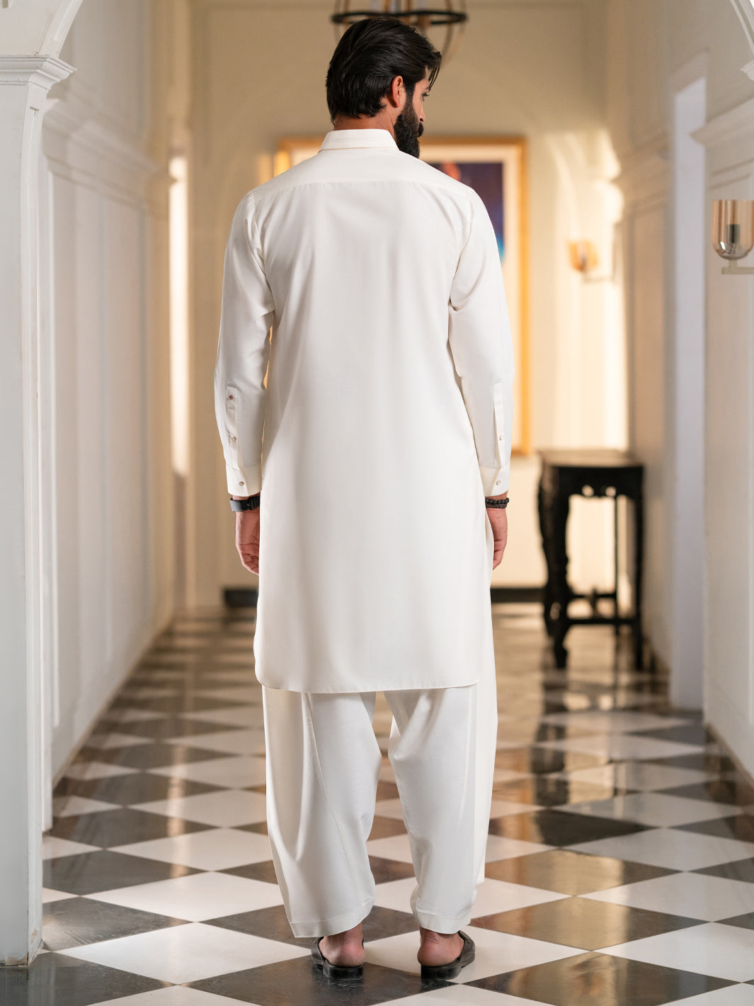 White Cut & Sew Kameez Shalwar - ALWA-KS-617