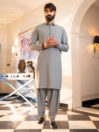 Grey Cut & Sew Kameez Shalwar - ALWA-KS-625