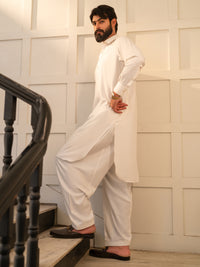 White Cut & Sew Kameez Shalwar - ALWA-KS-646