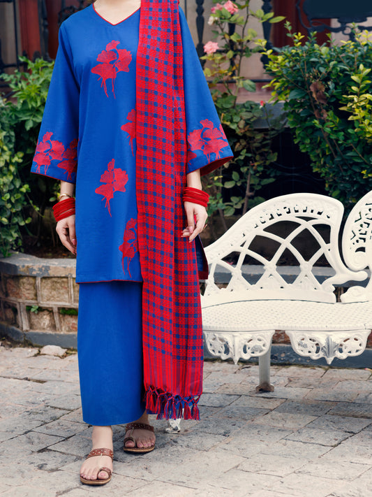 Blue Light Khaddar 3Pc Stitched - AWP-3PS-773
