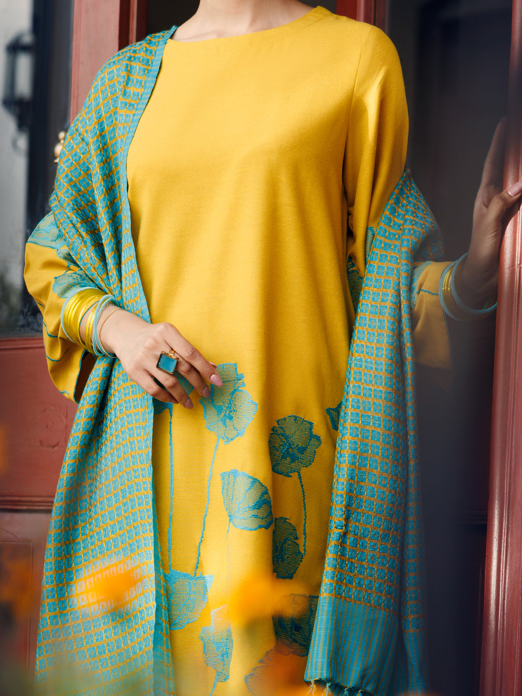 Mustard Light Khaddar 3Pc Stitched - AWP-3PS-775