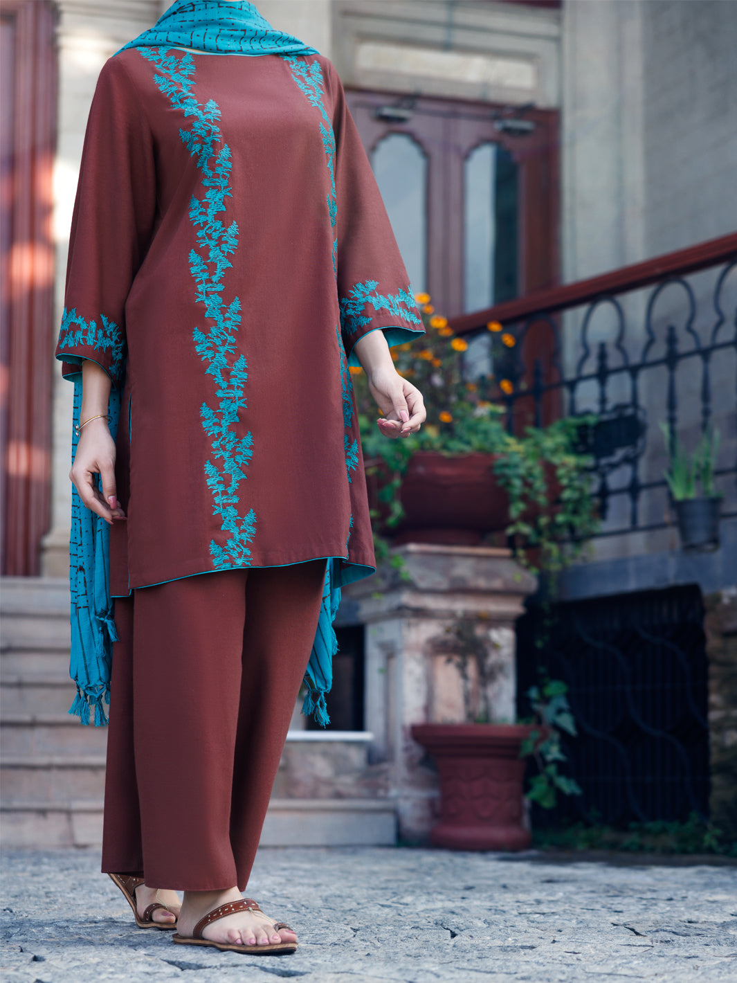 Brown Light Khaddar 3Pc Stitched - AWP-3PS-774