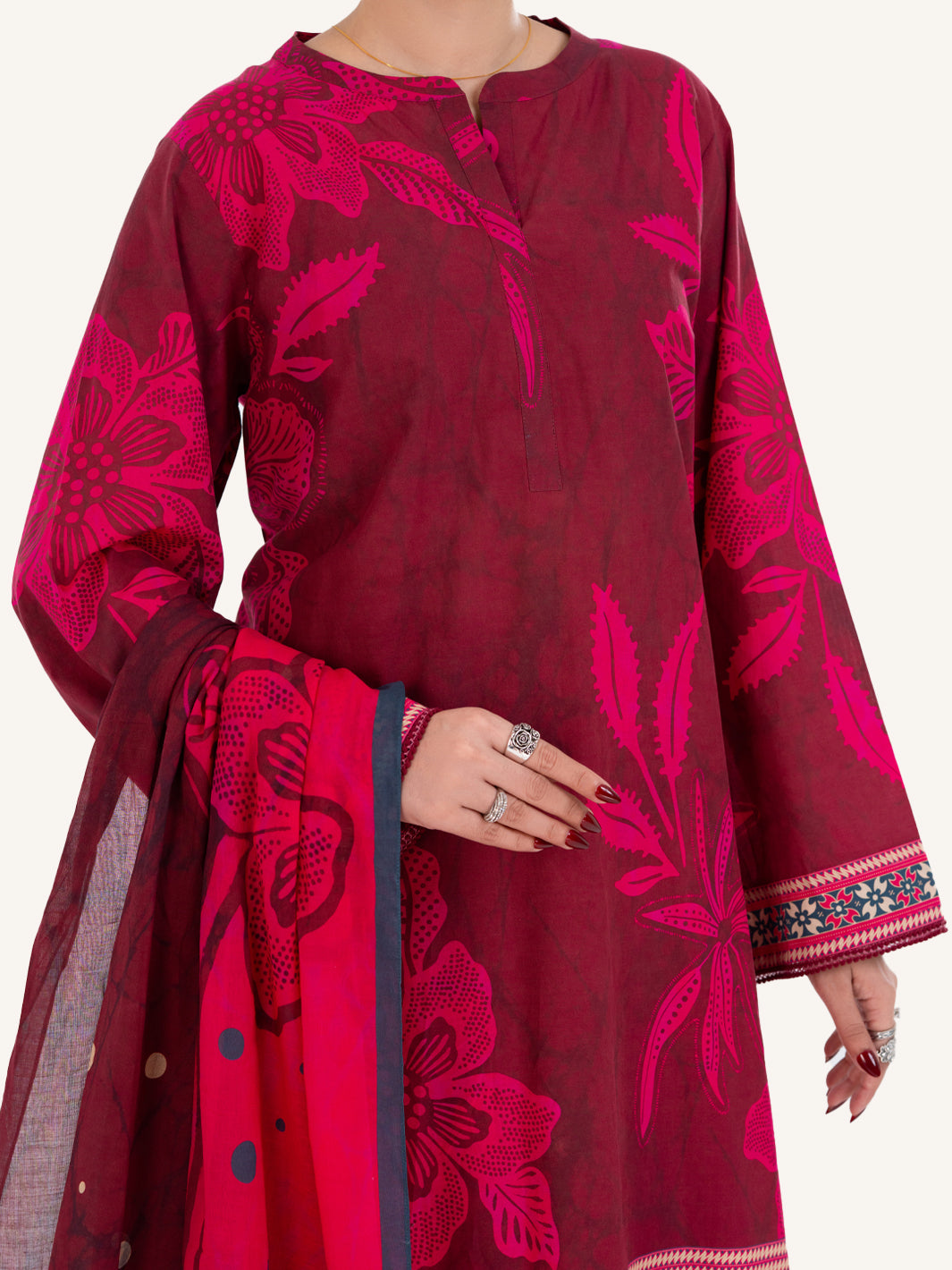 Fuchsia Lawn 3Pc Stitched - AWP-3PS-663