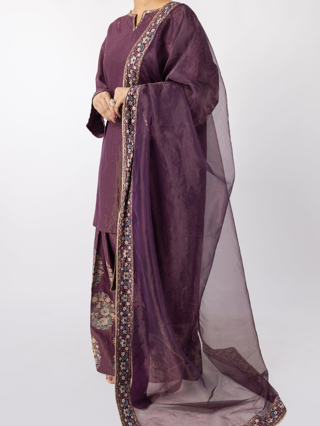 Purple Lurex Formal 3Pc Stitched - AL-3PS-LS-565