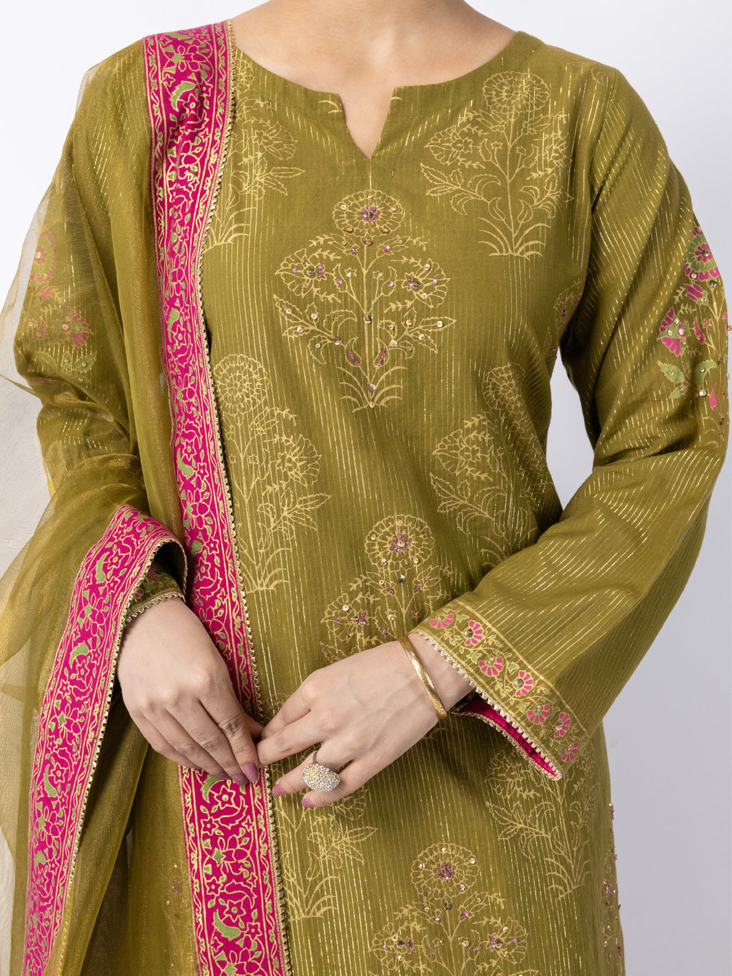 Green Lurex Formal 3Pc Stitched - AL-3PS-LS-564