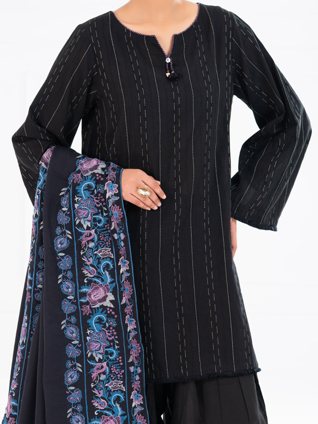 Black Dobby 3Pc Stitched - AWP-3PS-695