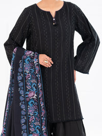 Black Dobby 3Pc Stitched - AWP-3PS-695