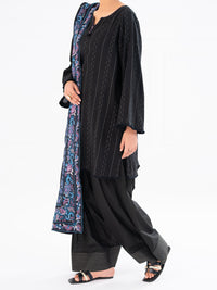 Black Dobby 3Pc Unstitched - AWP-3PS-695