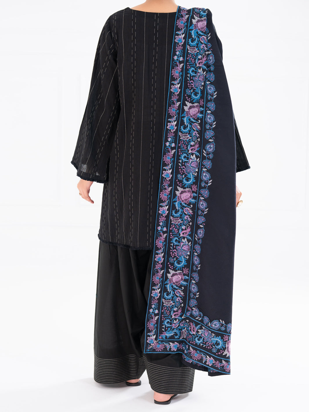 Black Dobby 3Pc Stitched - AWP-3PS-695