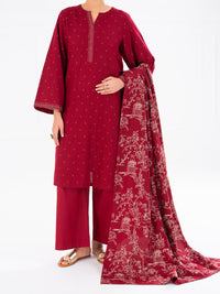 Maroon Dobby 3Pc Unstitched - AWP-3PS-696