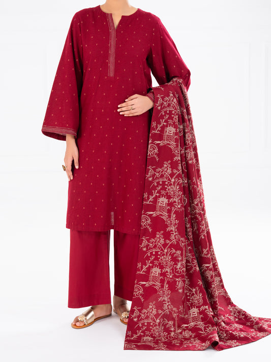 Maroon Dobby 3Pc Unstitched - AWP-3PS-696