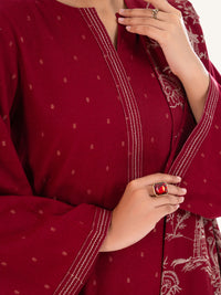 Maroon Dobby 3Pc Unstitched - AWP-3PS-696