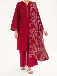Maroon Dobby 3Pc Unstitched - AWP-3PS-696