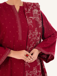 Maroon Dobby 3Pc Unstitched - AWP-3PS-696