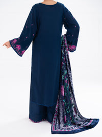 Blue Cross-Hatch 3Pc Stitched - AWP-3PS-709