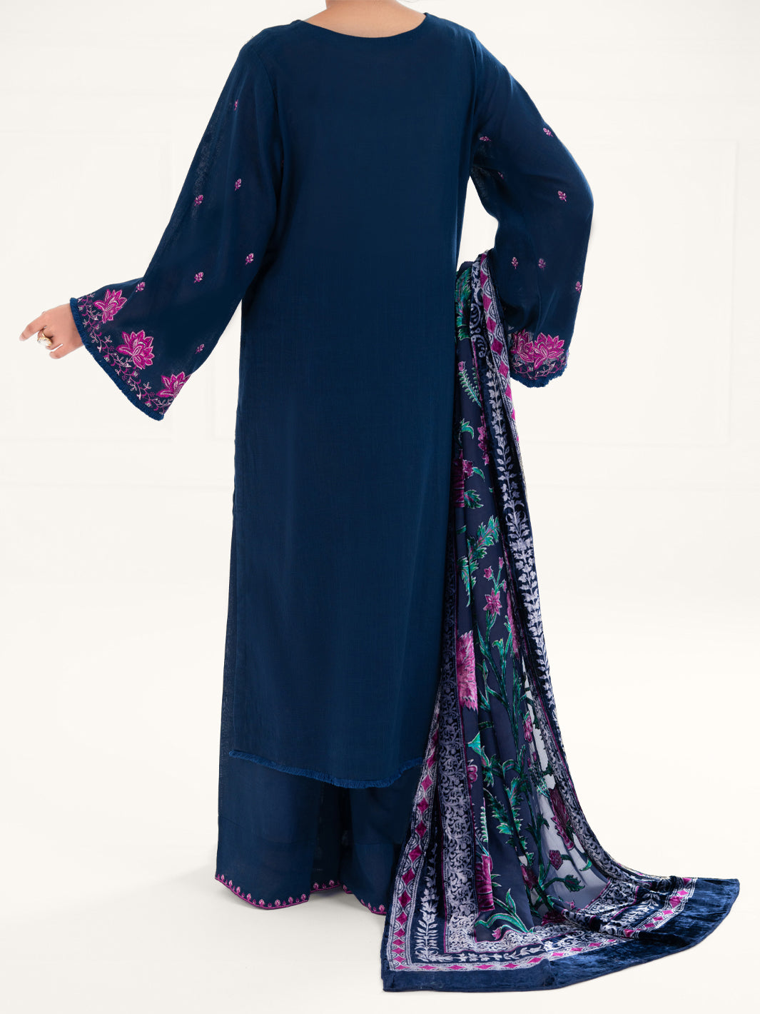 Blue Cross-Hatch 3Pc Unstitched - AWP-3PS-709