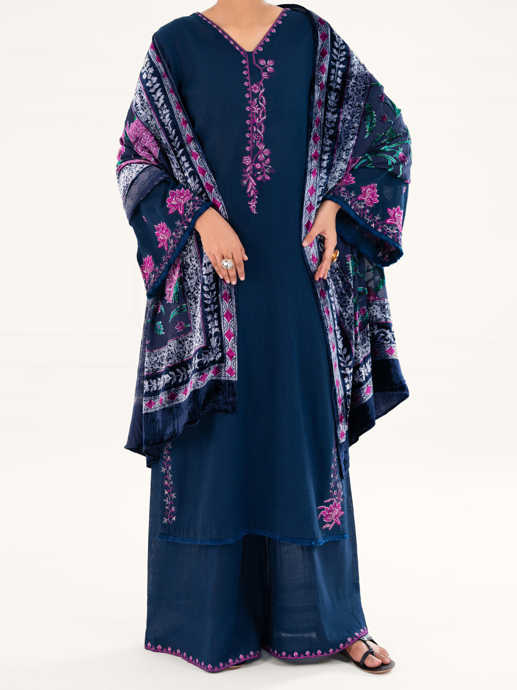 Blue Cross-Hatch 3Pc Unstitched - AWP-3PS-709