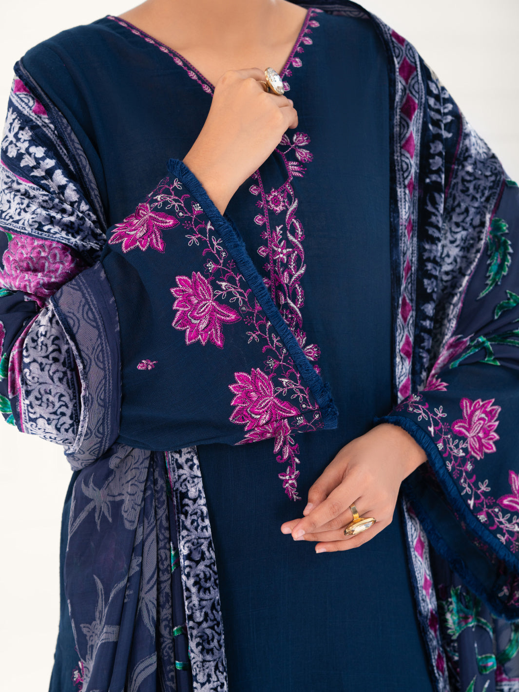 Blue Cross-Hatch 3Pc Unstitched - AWP-3PS-709