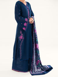 Blue Cross-Hatch 3Pc Unstitched - AWP-3PS-709