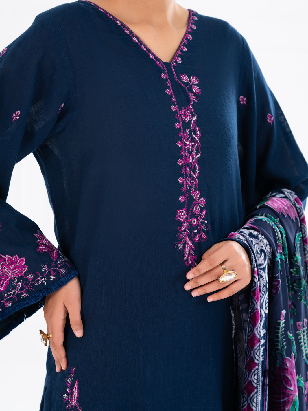 Blue Cross-Hedge 3Pc Unstitched - AWP-3PS-709