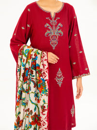 Maroon Cross-Hedge 3Pc Unstitched - AWP-3PS-710
