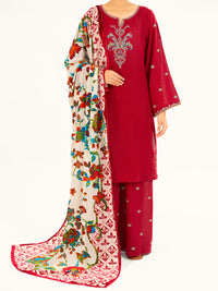 Maroon Cross-Hatch 3Pc Unstitched - AWP-3PS-710