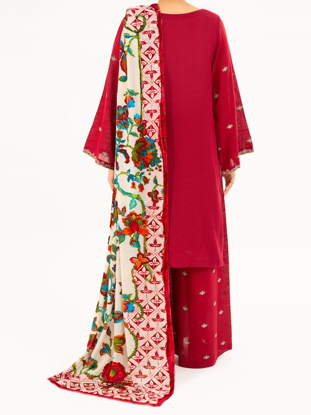 Maroon Crosshatch 3Pc Stitched - AWP-3PS-710