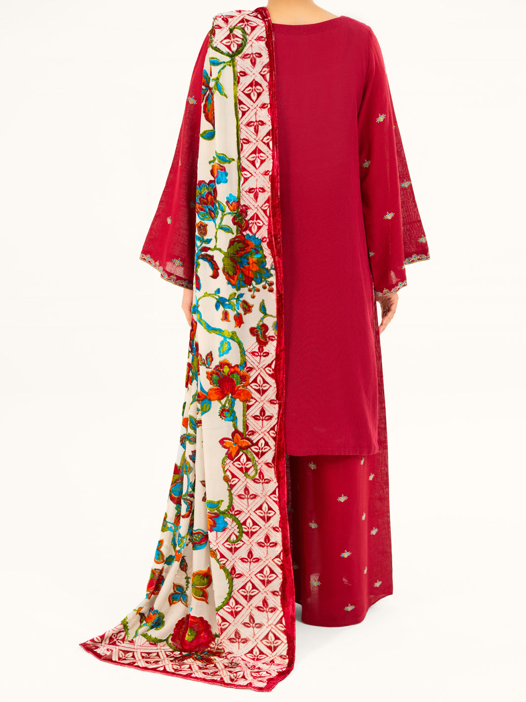 Maroon Cross-Hatch 3Pc Unstitched - AWP-3PS-710