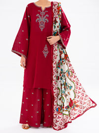 Maroon Crosshatch 3Pc Stitched - AWP-3PS-710