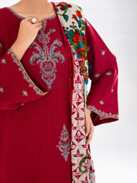 Maroon Crosshatch 3Pc Stitched - AWP-3PS-710