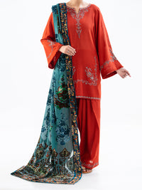 Orange Crosshatch 3Pc Stitched - AWP-3PS-711