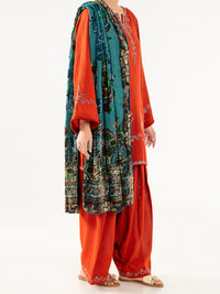 Orange Crosshatch 3Pc Stitched - AWP-3PS-711