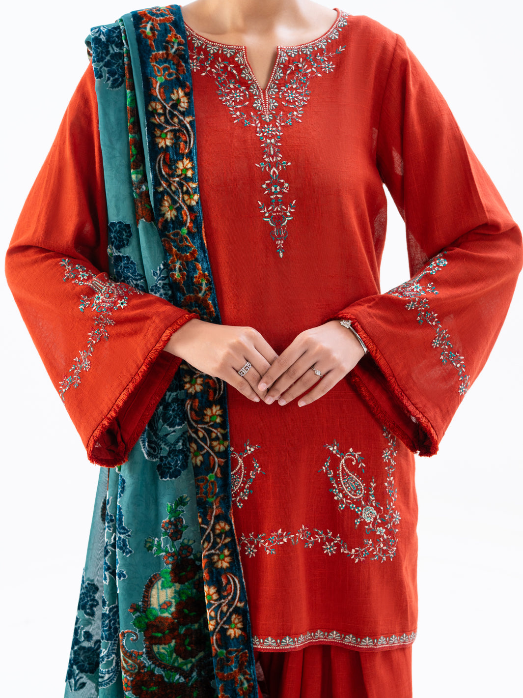 Orange Crosshatch 3Pc Stitched - AWP-3PS-711