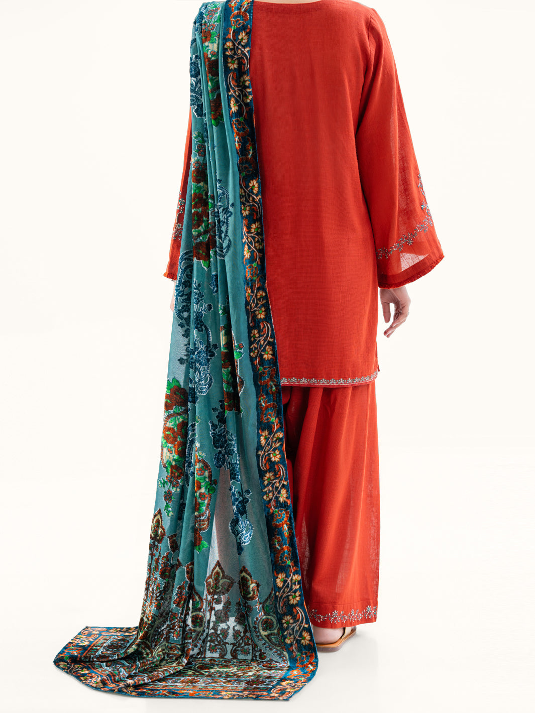 Orange Cross-Hatch3Pc Stitched - AWP-3PS-711