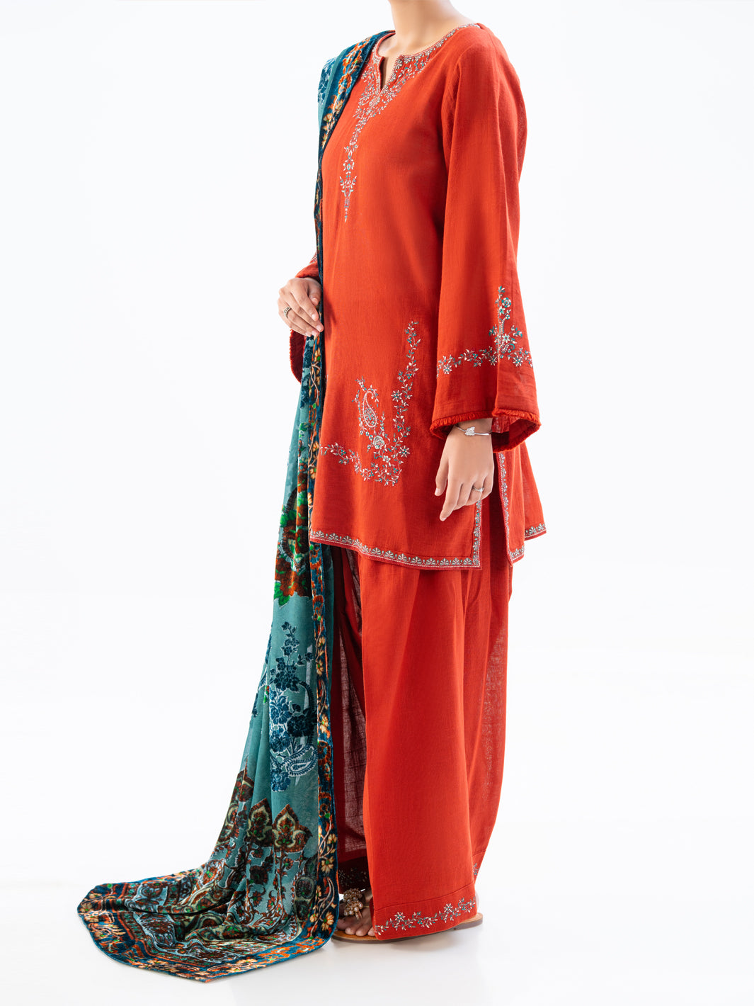 Orange Cross-Hedge 3Pc Unstitched - AWP-3PS-711