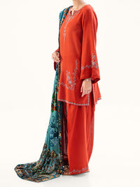 Orange Cross-Hatch3Pc Stitched - AWP-3PS-711