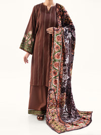Brown Yarn Dyed 3Pc Unstitched - AWP-3PS-746