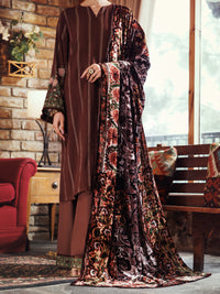 Brown Yarn Dyed 3Pc Unstitched - AWP-3PS-746