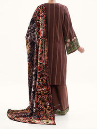 Brown Yarn Dyed 3Pc Unstitched - AWP-3PS-746