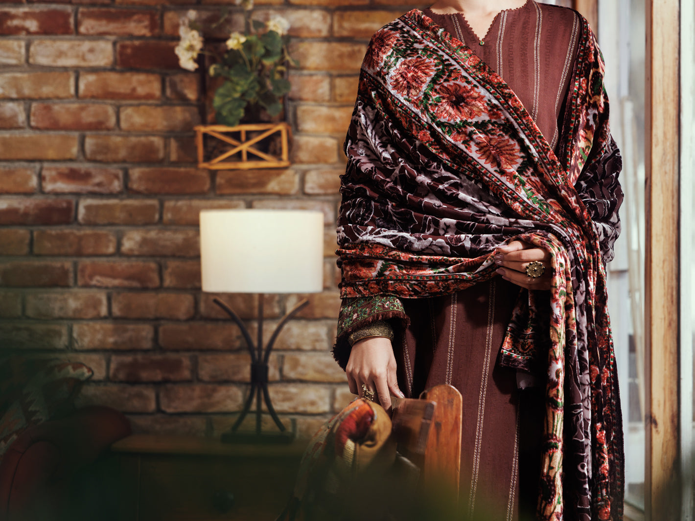 Brown Dobby 3Pc Stitched - AWP-3PS-746