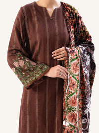 Brown Yarn Dyed 3Pc Unstitched - AWP-3PS-746