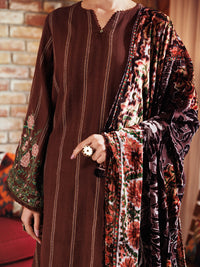 Brown Yarn Dyed 3Pc Unstitched - AWP-3PS-746