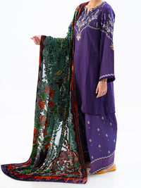 Purple Yarn Dyed 3Pc Unstitched - AWP-3PS-747