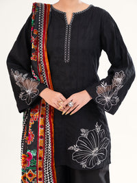 Black Yarn Dyed 3Pc Unstitched - AWP-3PS-748